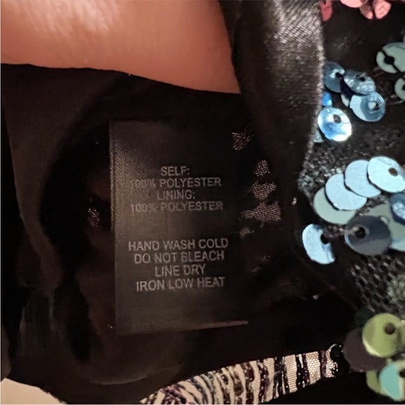 Black Firework Wonders Multi Color Striped Sequin Shift Dress, fully lined, NWT - Picture 6 of 10